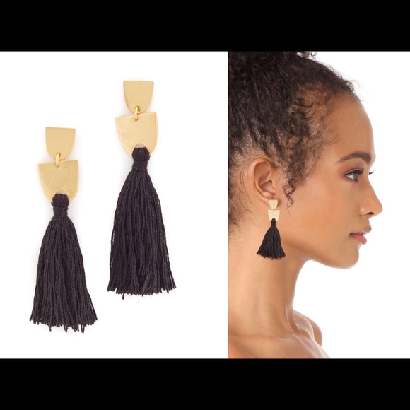 NWOT Madewell Tassel Earrings Silver Posts Black - Picture 3 of 4